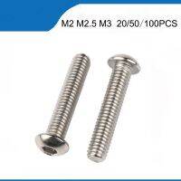 20/50/100Pcs M2 M2.5 M3 ISO7380 Stainless Steel 304 A2 Round Head Screws Mushroom Hexagon hex Socket Button Head Screw