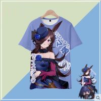 2023 newfunny เสื้อยืดอะนิเมะ UMA Musume สวยดาร์บี้แฟชั่นฤดูร้อนของผู้หญิง O-คอแขนสั้น T: