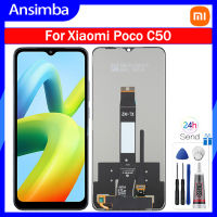 Ansimba หน้าจอ LCD 6.52นิ้วของแท้สำหรับ Xiaomi MZB0D3DIN C50 Poco 220733SPI 220733SPH ชุดประกอบดิจิไทเซอร์จอแสดงผล LCD แบบสัมผัสหน้าจอหน้าจอ LCD กรอบกลางสำหรับการแสดงผลหน้าจอ C50 Poco Xiaomi