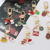 Cute Christmas Keychain Cartoon Santa Claus Bell Deer Snowflake Key Ring For Women Bag Pendant Alloy Key Chains Jewelry Gifts