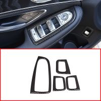 4Pcs Carbon Fiber Style ABS Window Lift Button Cover Trim For Mercedes-Benz C Class W205 Glc X253 2015-2018 Left Hand Drive