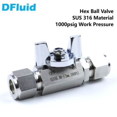 SUS316 Hex BALL VALVE 1000psig N2/Ar/He/CDA Butterfly Handle 1/81/43/81/23/4inch Tube Fitting Stainless Steel replace Swagelok