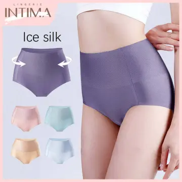 Ultra-thin Seamless Ice Silk High-waisted Belly Underpants Women's