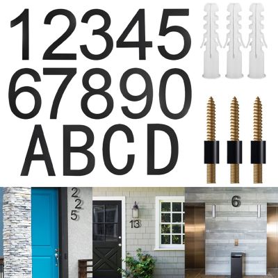 【LZ】☽✳  8 Inch Floating House Number Letters Big Modern Door Alphabet Home Outdoor Black Numbers Address Plaque Dash Slash Sign  0-9
