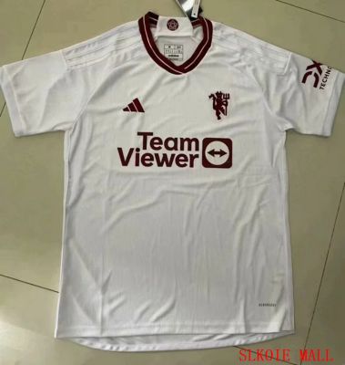 Manchest United Ll Away เสื้อกีฬาสีขาว23-24ฉบับพัดลมเสื้อแข่งฟุตบอลคุณภาพแบบไทย