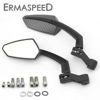 Motorcycle Rear View Mirrors Universal Pair Carbon Fiber Look Housing Handlebar Side Mirror Black For Motorbike Scooter E-bike