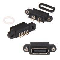 [Hot K] 2Pcs TYPE-C 4/6Pin กันน้ำทีเสียบยูเอสบี C ซ็อกเก็ตพอร์ตสกรู Fast Charging เชื่อมต่อ