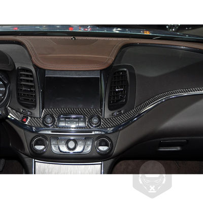 คอนโซลกลางแผงวิทยุฝาครอบสติกเกอร์คาร์บอนไฟเบอร์สำหรับ Chevrolet Impala 2014-Up Trim Strip อุปกรณ์ตกแต่งภายในรถยนต์