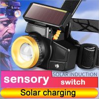 The Brightest Flashlight T6 Led Headlamp Solar Sensor Head Flashlight Usb Chargeable Built-in 18650 Headlight Zoomable Waterproof Torch Light