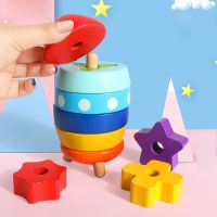 New Wooden Building Blocks Montessori Toys Rainbow Rocket Assembly Childrens Kindergarten Baby Educational Toys Popular Gifts