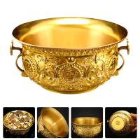 Vintage Wealth Bowl Simulation Cornucopia Decor Desktop Wealth Basin For Home (Golden)