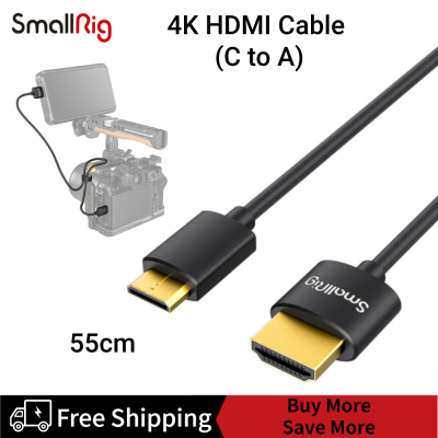 SmallRig Ultra Thin HDMI Cable (C To A) Mini HDMI To HDMI Cable 55Cm/1.8Ft, Super Flexible Slim High Speed 4K 60Hz HDR HDMI 2.0,เหมาะสำหรับ Sony HDR-XR50,สำหรับ Z7 Nikon Z6สำหรับ Canon EOS RP, EOS R 3041