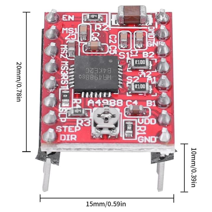 สเต็ปเปอร์มอเตอร์พร้อมฮีทซิงค์โมดูลตัวขับมอเตอร์สเต็ปเปอร์-a4988บอร์ดขับสำหรับเครื่องพิมพ์3d