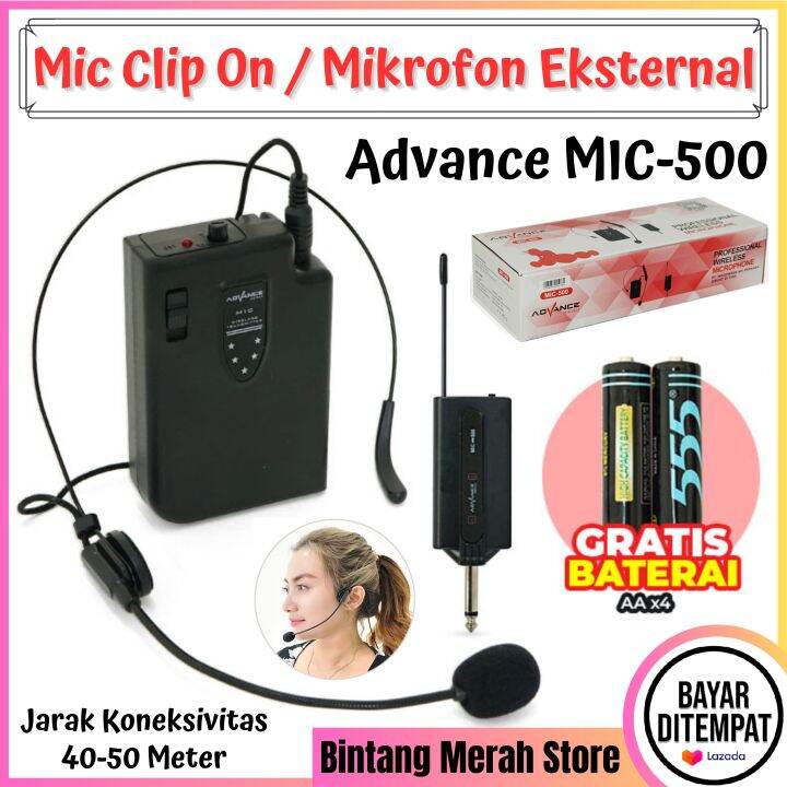 Advance Mic500 Mic Bando Wireless Mic Clip On / Microphone Eksternal