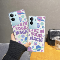 เคสใหม่2023สำหรับ VIVO V29 5G/VIVOV29แฟชั่นลายดอกไม้ลายตารางภาษาอังกฤษเคสโทรศัพท์ TPU Silicagel Softcase เคสห่อหุ้มโปร่งใสด้านหลัง