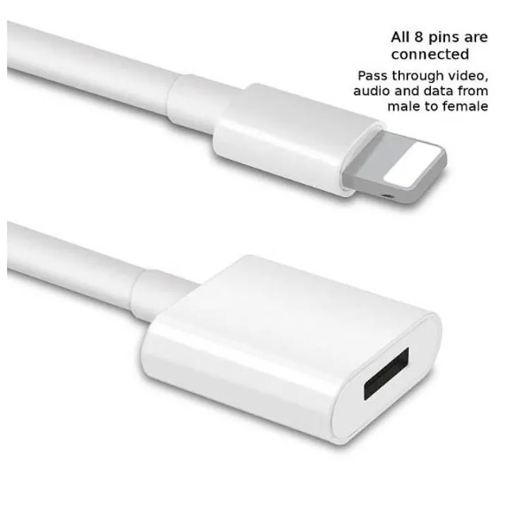 Lightning Extension Cable for iPhone; Pass Video Data Audio Through