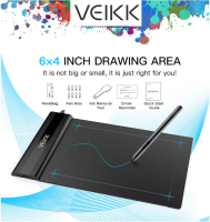 VEIKK S640 6 x 4 inch Ultra-Thin OSU Pen Tablet Graphics Drawing Tablet Digital Drawing Pad with Battery-Free Pen(8192 Levels Pressure Sensitivity)