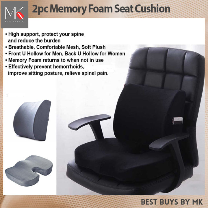 Memory Foam Coccyx Seat Cushion & Lumbar Support Pillow for Office Chair  Car Wheelchair Orthopedic Chair Pad&Back Cushion