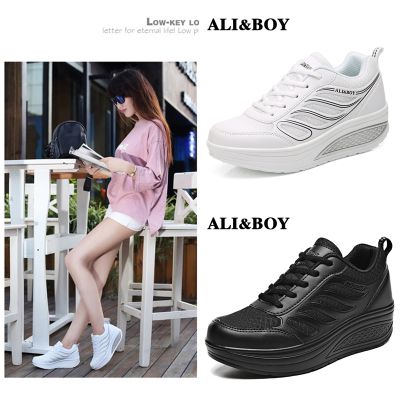 ALI&amp;BOY รองเท้าผ้าใบแฟชั่นเพื่อสุขภาพ ใส่ออกกำลังกาย เดิน วิ่ง Fashion &amp; Running Sport Shoes สูง 5ซม. รุ่นปีกนางฟ้า