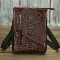 LZZ - Men กระเป๋าเอกสารหนังกระเป๋าหนัง Retro Cowhide สะพายไหล่ลายจระเข้ Messenger กระเป๋า Casual กระเป๋าถือใส่แท็บเล็ตได้ DJ038