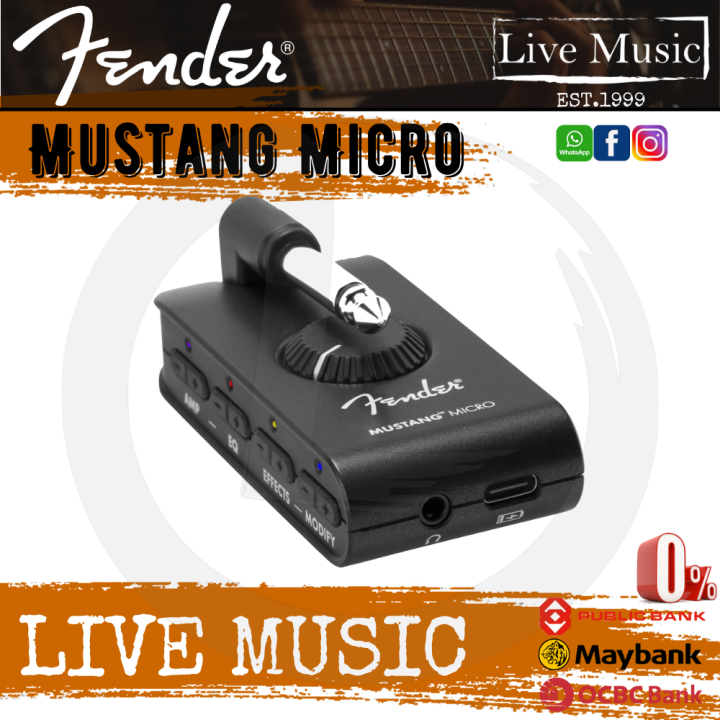 Fender Mustang Micro Guitar Headphone Amplifier Black Lazada