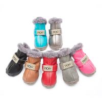 ETX4 Pcs/set Winter Pet Dog Shoes For Small Dogs Cats Super Warm Leather Dog Snow Boots Waterproof Chihuahua Pug Shoes Pet Supplies