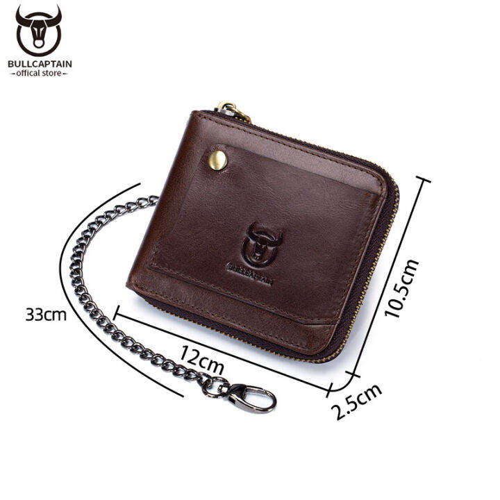 top-bullcaptain-high-quality-cowhide-wallet-for-mens-business-gatherings-multi-card-slot-anti-lost-zipper-design-rfid-anti-theft-brush-change-wallet