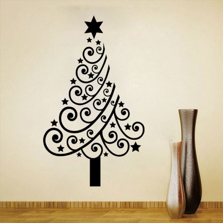christmas-tree-christmas-series-glass-window-background-removable-wall-sticker-red-white-black-window-wall-sticker