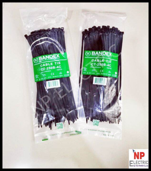 สายรัดเคเบิ้ลไทร์-cable-tie-สายรัดวัสดุอุปกรณ์-หนวดกุ้ง-ยี่ห้อbandex-ขนาด-10-นิ้ว-สีดำ