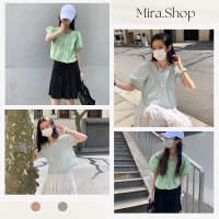 Mira.shop เสื้อแขนพองๆสไตล์ญี่ปุ่นเกาหลี เสื้อครอป 21223#