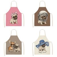 【CW】 dog Pug Print Sleeveless Women  39;s Baking bib Cleaning 47X38CM 68X55CM