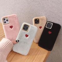 SUYACS Hairy Cute Love Heart Phone Case For iPhone 13 12 Mini 11 Pro Max XS MAX XR 7 8 Plus Soft Plush Phone Back Cover Cases