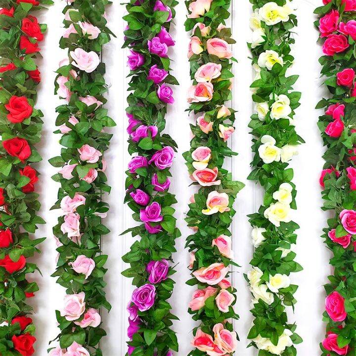 cc-250cm-artificial-flowers-vine-wedding-garden-rattan-fake-string-hanging-silk-flower