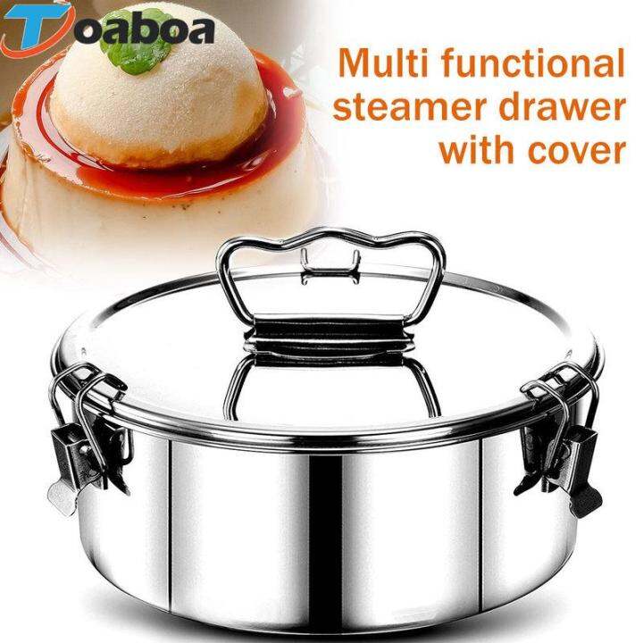 Flan Mold 304 Stainless Steel Flan Pan Mold with Lid and Handle 1.5QT