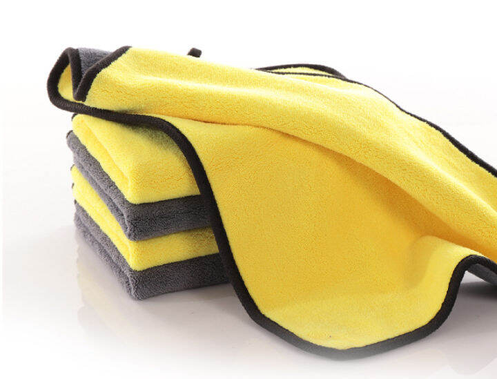 Khăn Lau Đa Năng Microfiber 2 Mặt Vàng Xám Siêu Thấm Cực Dày Không Đổ
