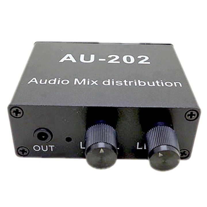 au-202-2-input-2-output-stereo-mixer-audio-distributor-for-headphone-external-power-amp-volume-alone-control