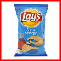 Lays Salt &amp; Vinegar Potato Chips 184g เลย์ รสเกลือและน้ำส้มสายชู มันฝรั่ง ขนม ขนมขบเคี้ยว ขนมกินเล่น มันฝรั่งทอด มันฝรั่งอบกรอบ
