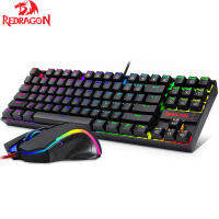 Redragon คีย์บอร์ดชุดเมาส์ K552-RGB-BA คีย์บอร์ดเกมกลและเมาส์ Combo สาย RGB LED 60 สำหรับ Windows PC Gamers