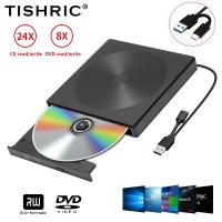 Titric CD DVD ไดรฟ์ออปติคัลสาย USB เครื่องอ่านอะแดปเตอร์เตาเผาภายนอกเครื่องเขียนสาย RW USB 3.0 Type C สำหรับพีซีแล็ปท็อปเครื่องเล่น DVD แบบพกพา