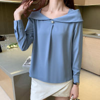 Fashion Chiffon Shirt Women 2020 Autumn All-match Blouse Design Sense Professional Shirt Off Shoulder Womens Tops