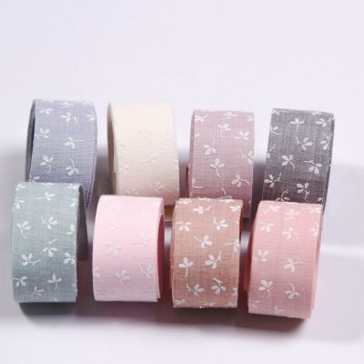 5 yards Clover Cotton Linen Printed Ribbon for Diy Bow Headwear Materials Cake Gift Box Flowers Packaging Hat Sewing Accessories Gift Wrapping  Bags