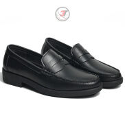 Giày Penny loafer Black Nam , DA MỀM , Đế Cao Su nguyên Khối, Có Khâu Đế