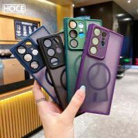 HOCE กรอบสีใส Magsafe เคสโทรศัพท์สำหรับ Samsung S23 S22บวกอะคริลิคชาร์จไร้สายเฉียบ