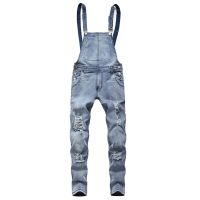 CODhuanglan212 Fashion Men Ripped Jeans Jumpsuits Street Distressed Denim Overalls Suspender Pants