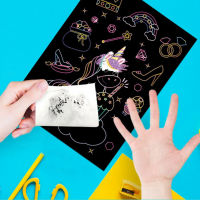 Xiu1Magic สีรุ้ง Scratch Art ภาพวาดกระดาษชุดการ์ดการ์ตูน Drawing Board สมุดระบายสีสำหรับเด็ก DIY ของเล่นเพื่อการศึกษา Giftsc12-58