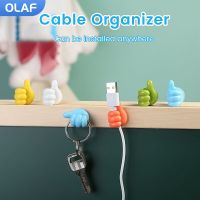 Olaf  Thumb Cable Manager Multifunctional Wire Desk Organizer Clip Data Cable Holder Self Adhesive Key Hanger Thumb Up Hook Cable Management