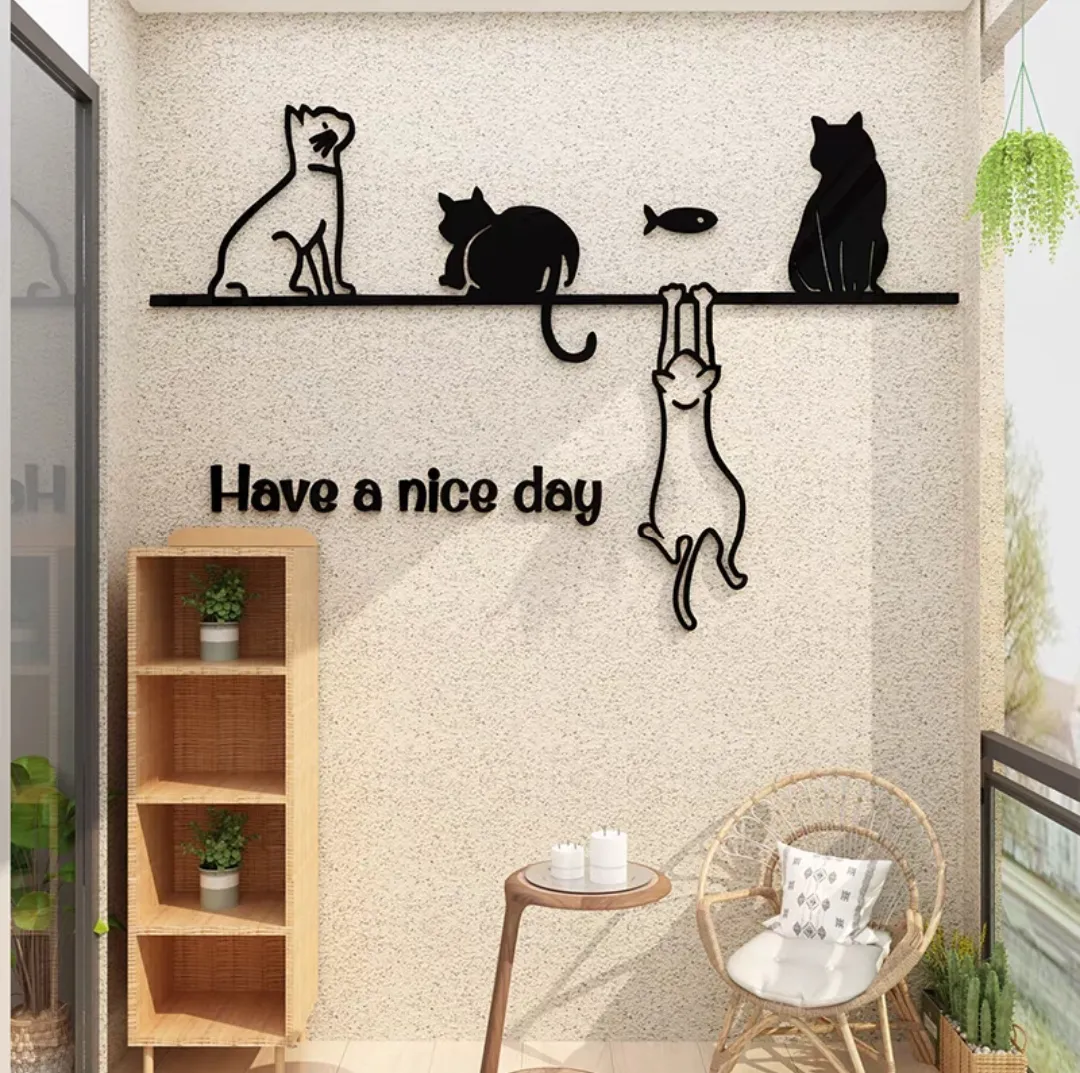 สติ๊กเกอร์อะคริลิค 3D แมว Have A Nice Day พร้อมส่งจากไทย | Lazada.Co.Th