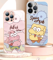 สีเมทัลลิกเคสโทรศัพท์ SpongeBob &amp; ปลาดาวแพททริกกันตกสำหรับ iPhone 7 8, X, XS, XR, 11, 12, 13, 14ซีรี่ส์