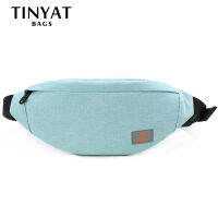 TINYAT Women Waist Bag Casual SUMMER female Fanny Pack Canvas Belt bag Girl Mobile Money Fanny Bag Belt Bags Blue