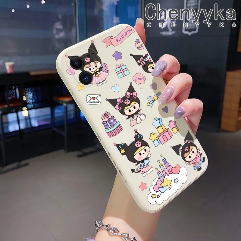 chenyyka For iPhone 7 Plus Case With Wristband New Design Square Edge Phone  Case Cute Line Rabbit Pattern Shockproof Plating Silicone Casing Full